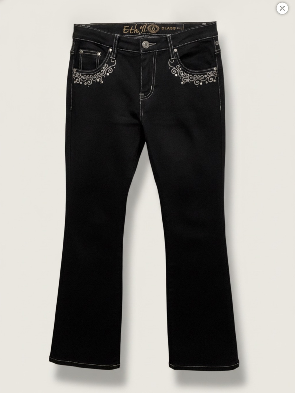 Ethyl Black Embroidered Women's Jeans